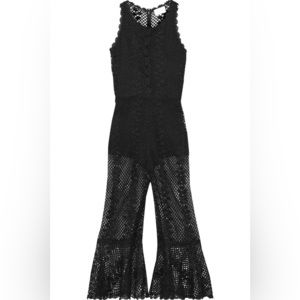Alice McCall Black Boogie Nights 70s Bell Bottom Metallic Crocheted Jumpsuit